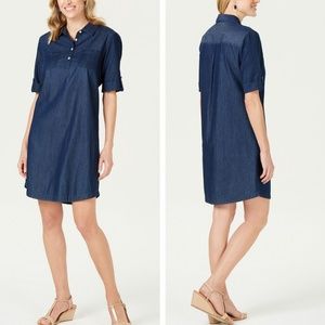 SALE🔥 Karen Scott Chambray Cotton Shirt Dress